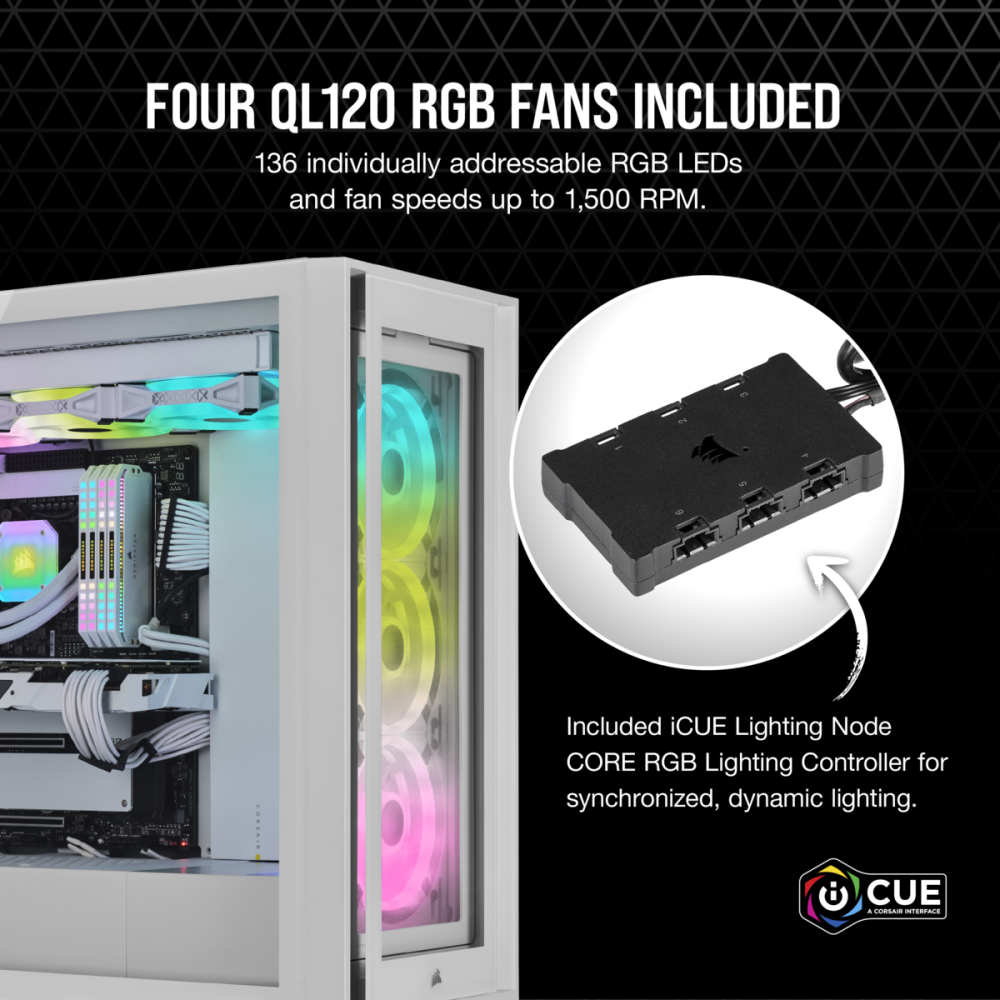 Gehäuse Corsair iCUE 5000X RGB QL White (CC-9011233-WW) - Foto 6
