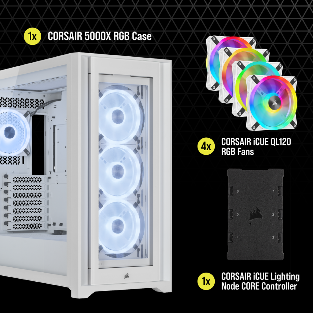 Gehäuse Corsair iCUE 5000X RGB QL White (CC-9011233-WW) - Foto 10