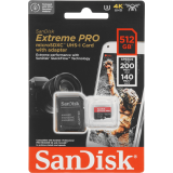 Speicherkarte 512GB MicroSD SanDisk Extreme Pro + SD adapter (SDSQXCD-512G-GN6MA)