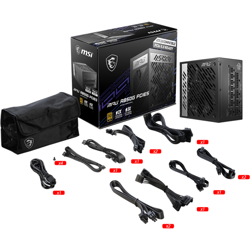 Netzteil 850W MSI MPG A850G PCIE5 - 306-7ZP7B11-CE0 - Foto 4