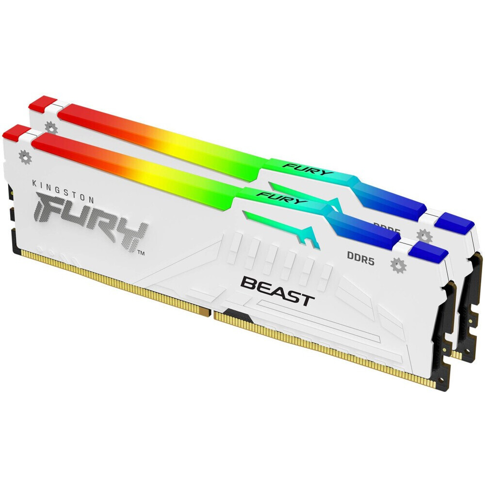 Arbeitsspeicher 64GB DDR5 6000MHz Kingston Fury Beast White RGB (KF560C36BWEAK2-64) (2x32GB KIT)