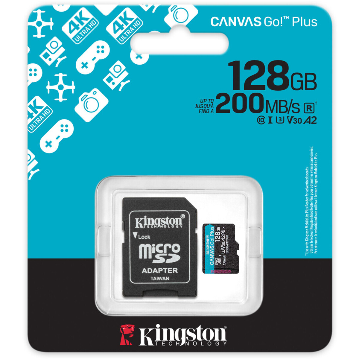 Speicherkarte 128GB MicroSD Kingston Canvas Go! Plus + SD adapter (SDCG4/128GB) - Foto 3