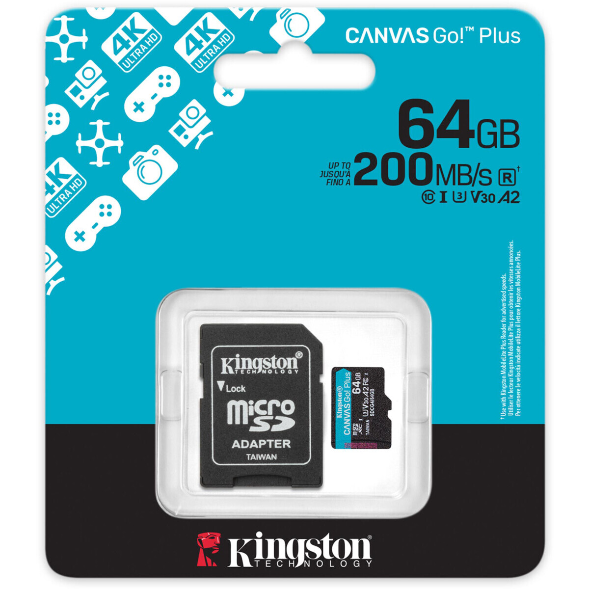 Speicherkarte 64GB MicroSD Kingston Canvas Go! Plus + SD adapter (SDCG4/64GB) - Foto 3