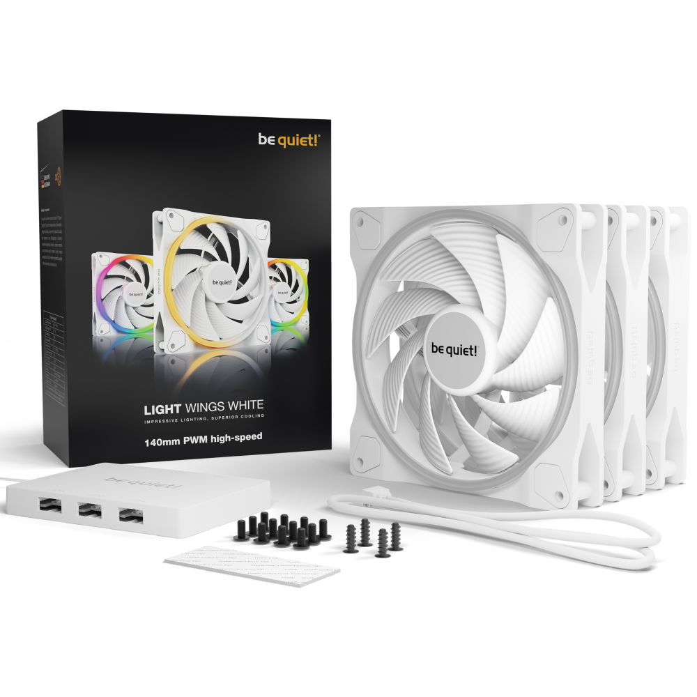 Gehäuselüfter Be Quiet Light Wings White 140mm High-speed PWM, 3 pcs - BL103 - Foto 5