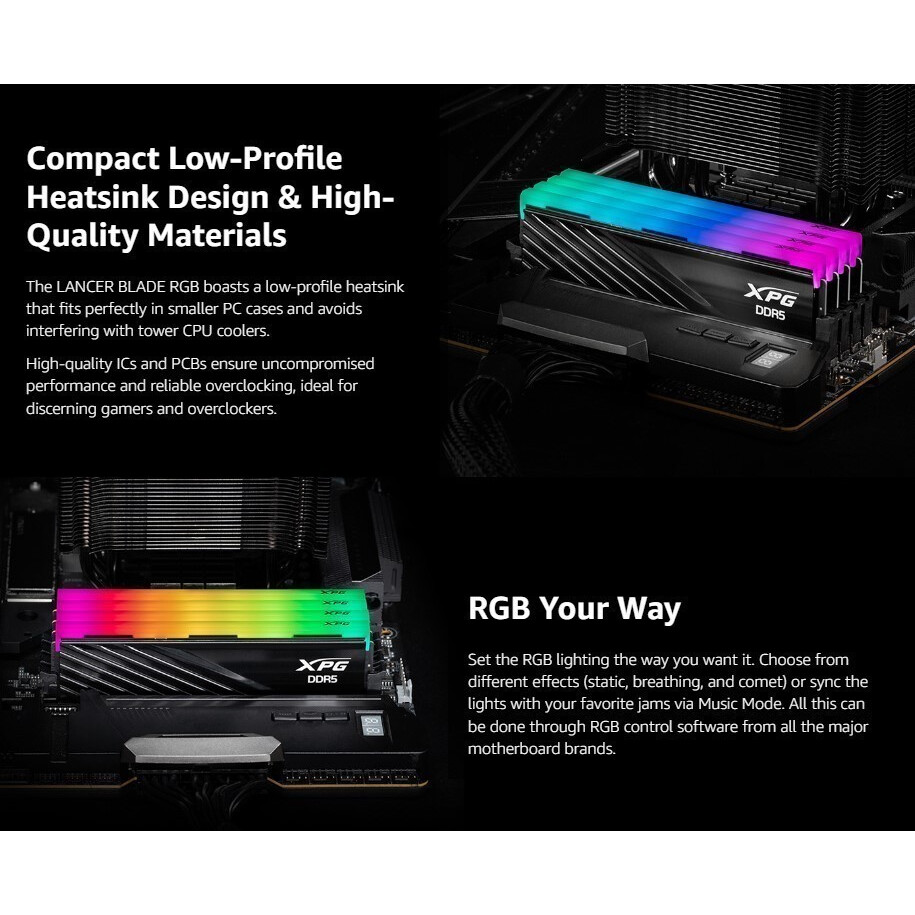 Arbeitsspeicher 16GB DDR5 6000MHz ADATA XPG Lancer Blade RGB Black (AX5U6000C3016G-SLABRBK) - Foto 3