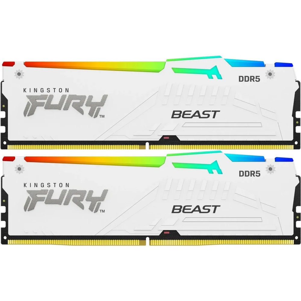 Arbeitsspeicher 64GB DDR5 6000MHz Kingston Fury Beast White RGB (KF560C30BWEAK2-64) (2x32GB KIT)