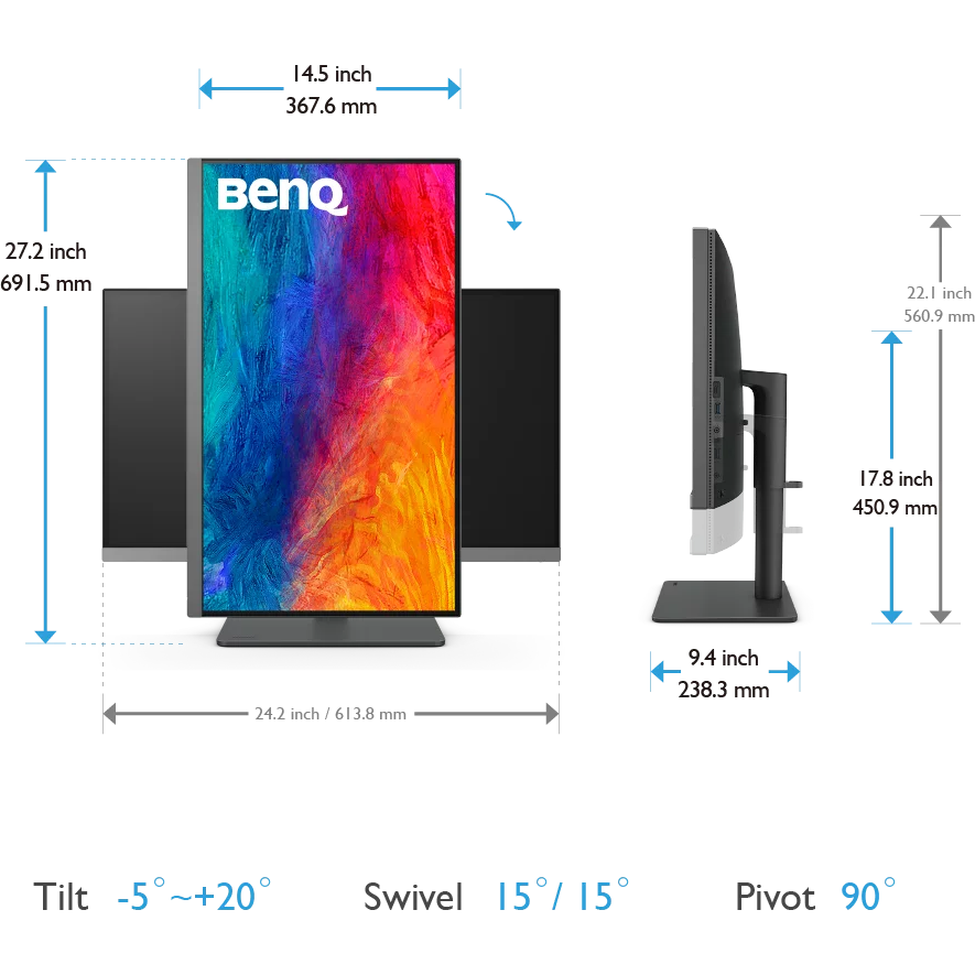 Monitor BenQ 27" PD2706U Grey - Foto 8