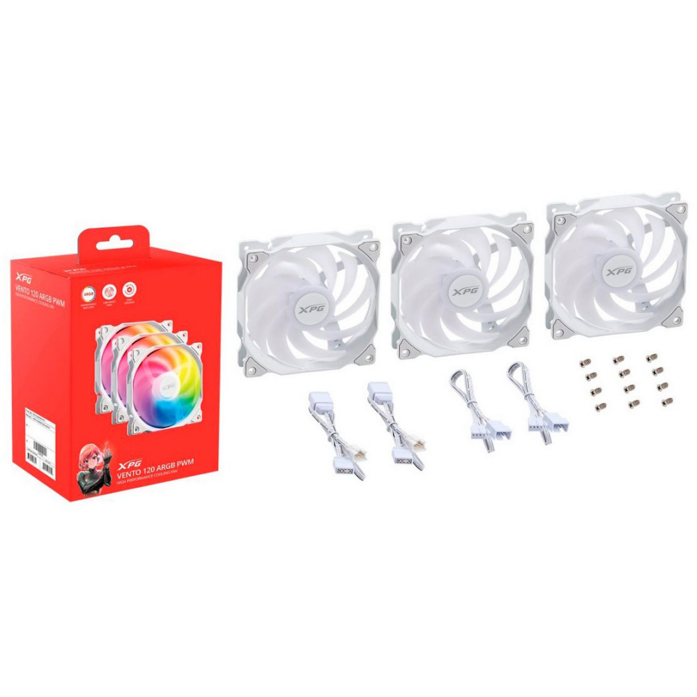 Gehäuselüfter ADATA XPG VENTO 120 ARGB PWM White (3 pcs) - VENTO120ARGBPWM3C-WHCWW - Foto 4
