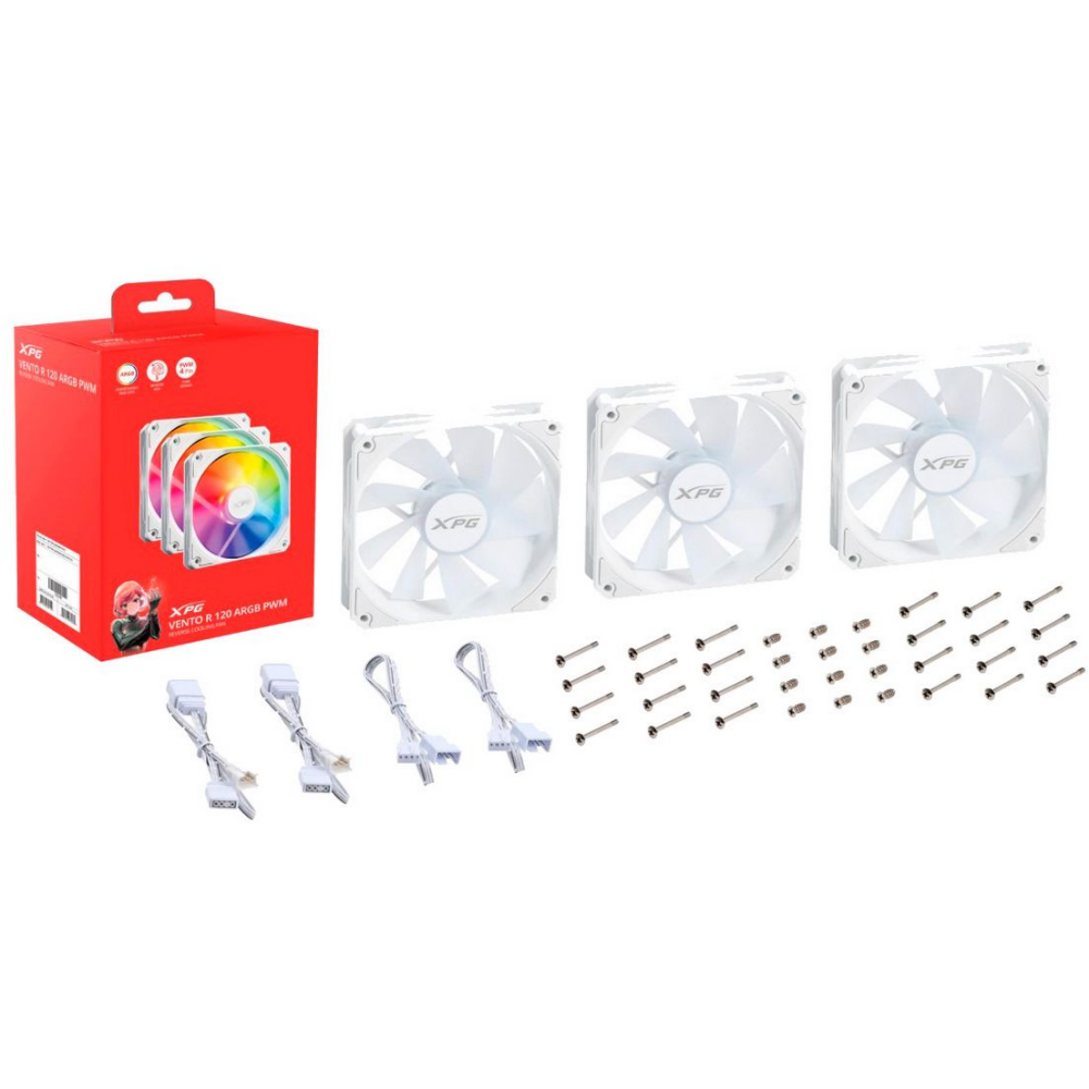 Gehäuselüfter ADATA XPG VENTO R 120 ARGB PWM White (3 pcs) - VENTOR120ARGBPWM3C-WHCWW - Foto 4