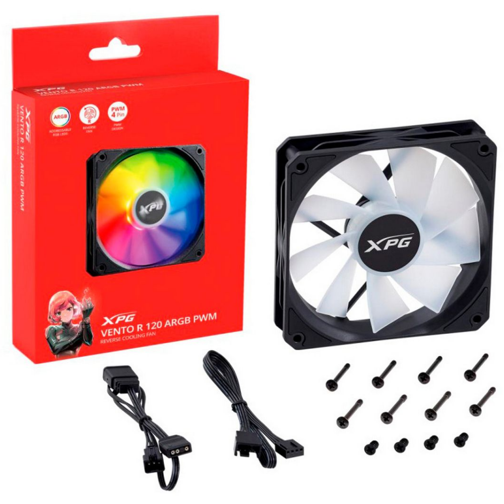 Gehäuselüfter ADATA XPG VENTO R 120 ARGB PWM Black - VENTOR120ARGBPWM-BKCWW - Foto 3