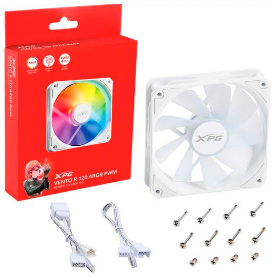 Gehäuselüfter ADATA XPG VENTO R 120 ARGB PWM White - VENTOR120ARGBPWM-WHCWW - Foto 4