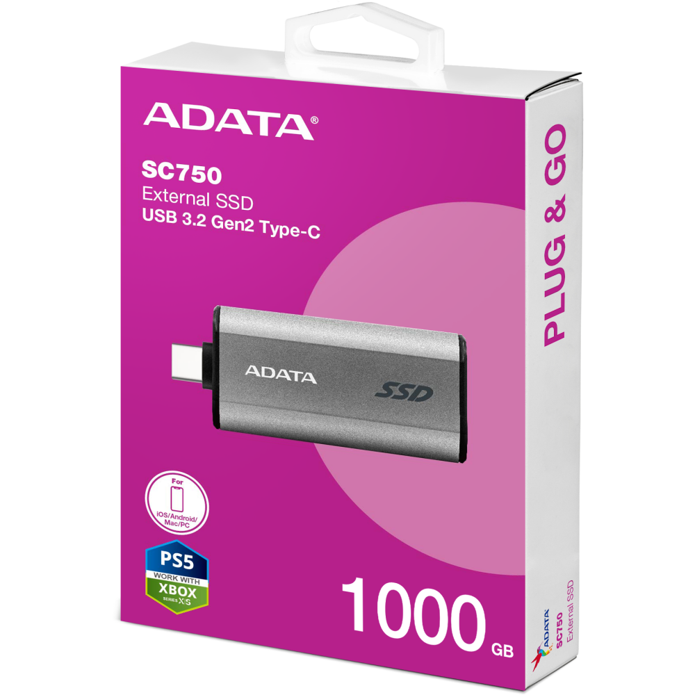 Externer SSD-Speicher 1TB ADATA SC750 Grey (SC750-1000G-CCBK) - Foto 7