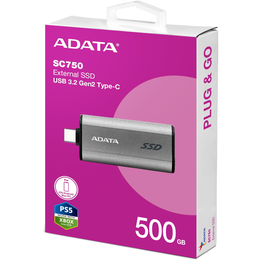 Externe SSD-Festplatte 500GB ADATA SC750 Grey (SC750-500G-CCBK) - Foto 7