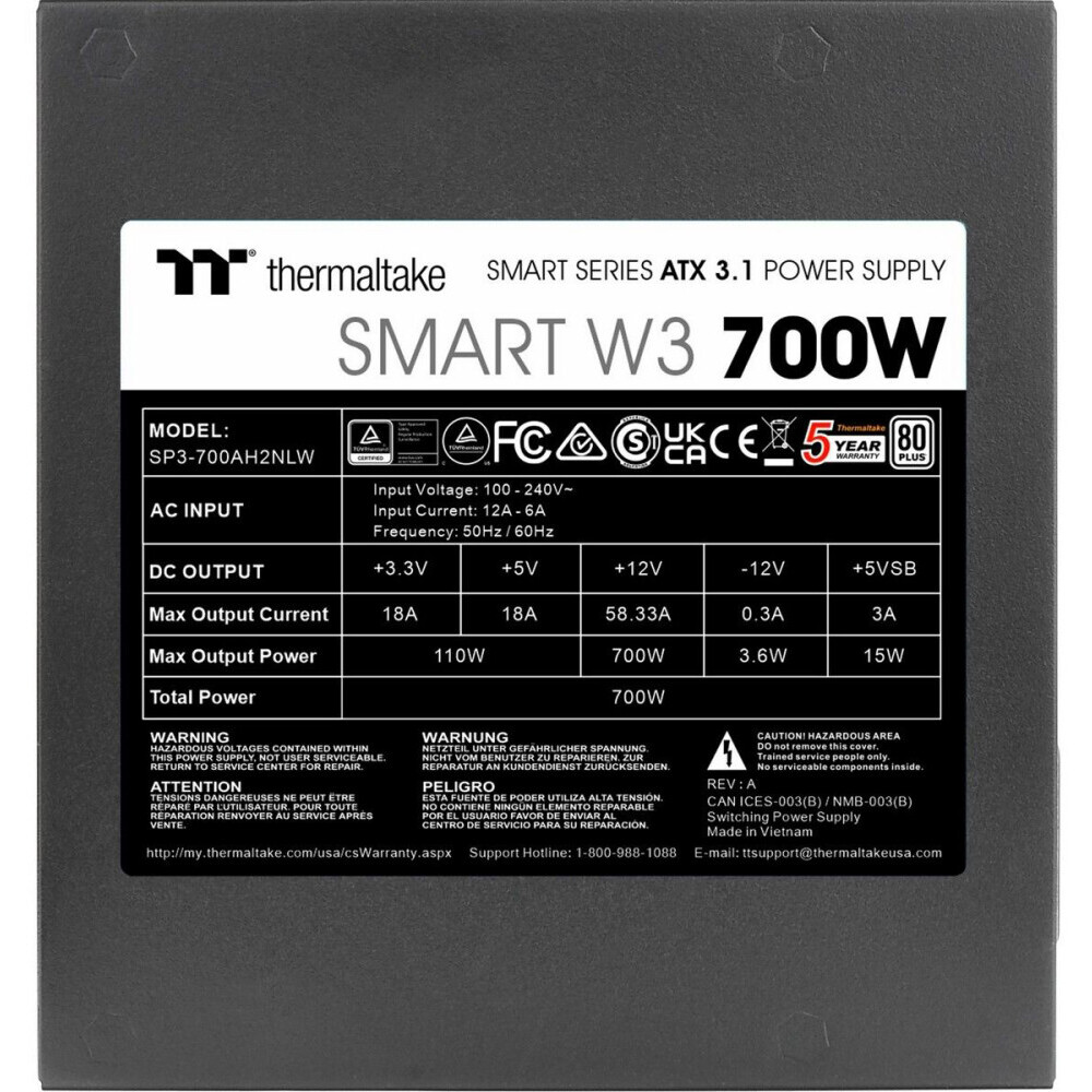 Netzteil 700W Thermaltake Smart W3 (PS-SPW-0700NNFAWE-1) - Foto 3