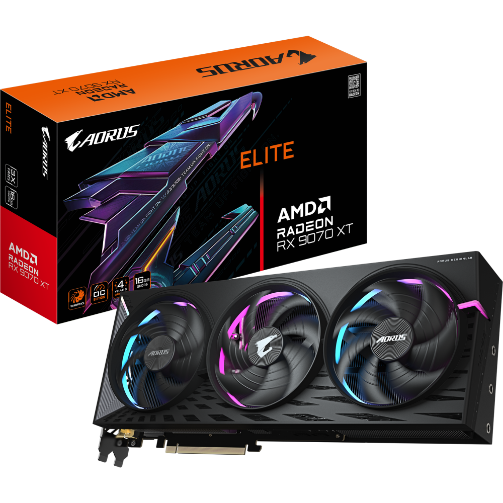 Grafikkarte AMD Radeon RX 9070 XT Gigabyte AORUS ELITE OC 16GB (GV-R9070XTAORUS E-16GD) - Foto 8
