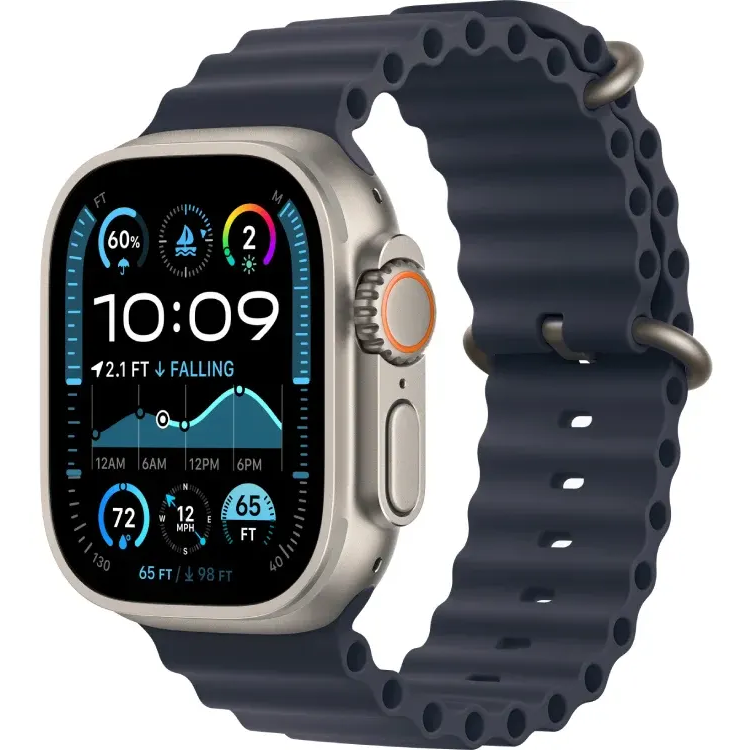 Smartwatch Apple Watch Ultra 2 49mm Natural Titanium Case with Navy Ocean Band (MX4D3FD/A)