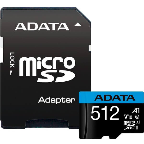 Speicherkarte 512GB MicroSD ADATA + SD adapter (AUSDX512GUICL10A1-RA1)