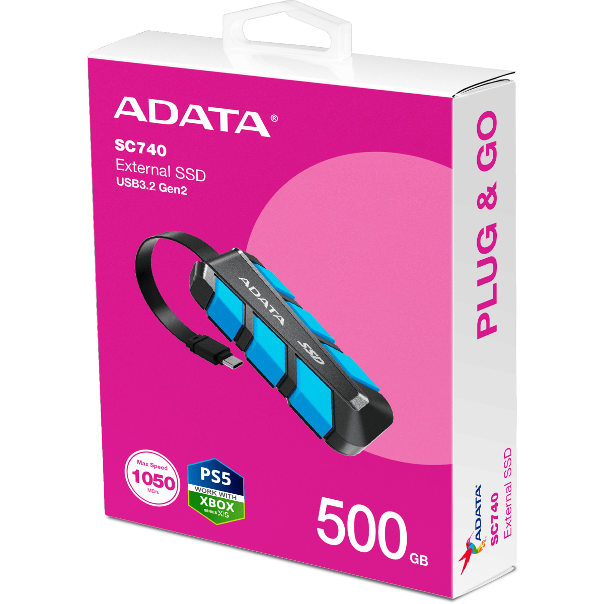 Externe SSD-Festplatte 500GB ADATA SC740 Blue (SC740-500G-CBU) - Foto 6