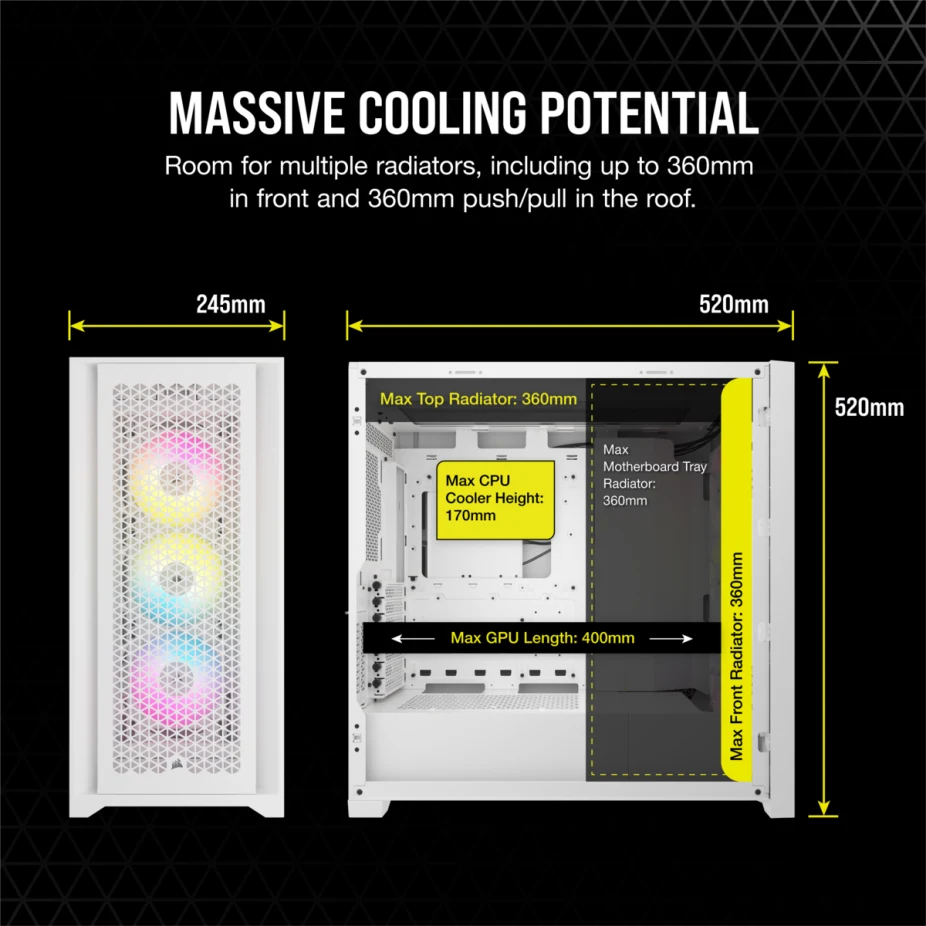 Gehäuse Corsair iCUE 5000D RGB Airflow White (CC-9011243-WW) - Foto 4