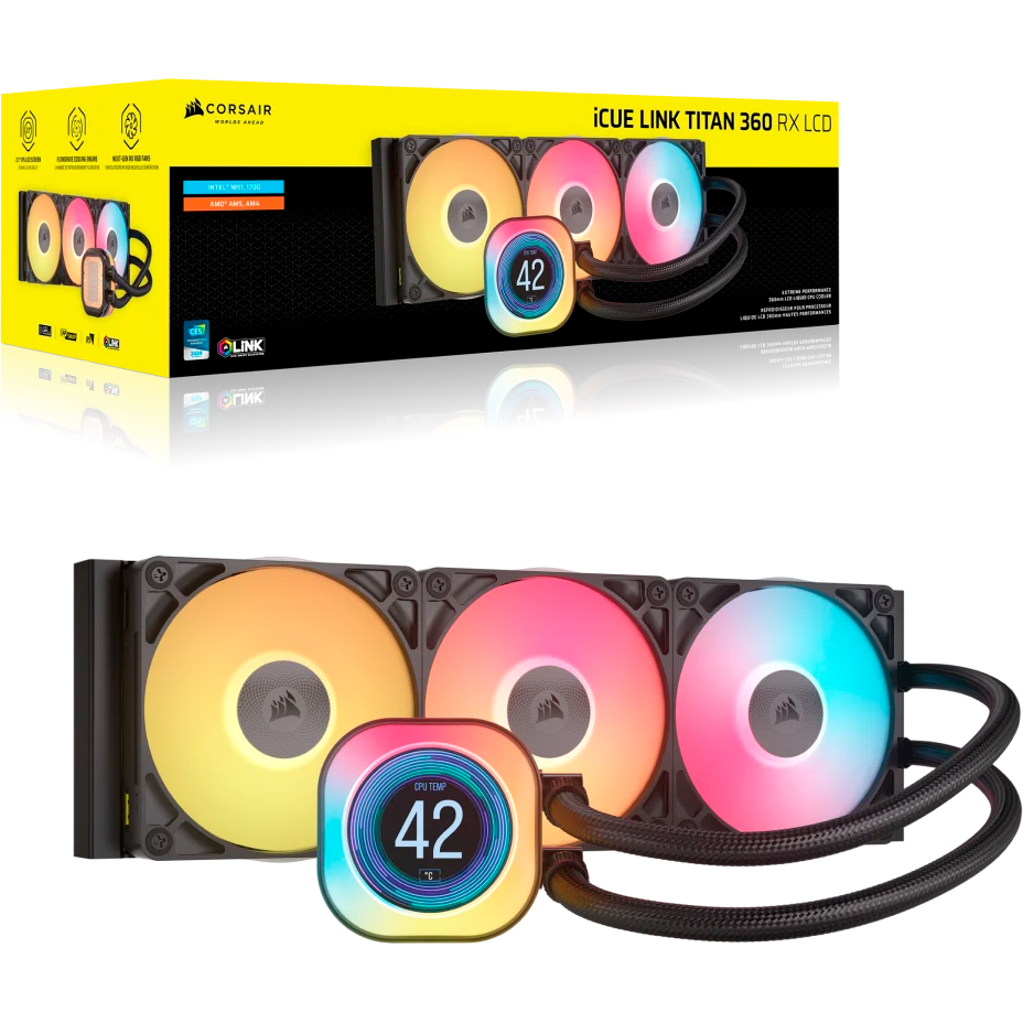 Wasser Kühl System Corsair iCUE LINK TITAN 360 RX LCD Black (CW-9061023-WW) - Foto 6