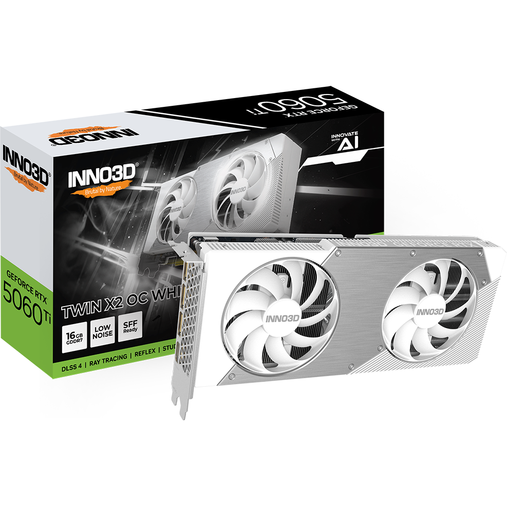 Grafikkarte NVIDIA GeForce RTX 5060 Ti INNO3D Twin X2 OC White 16GB (N506T2-16D7X-191073W) - Foto 3