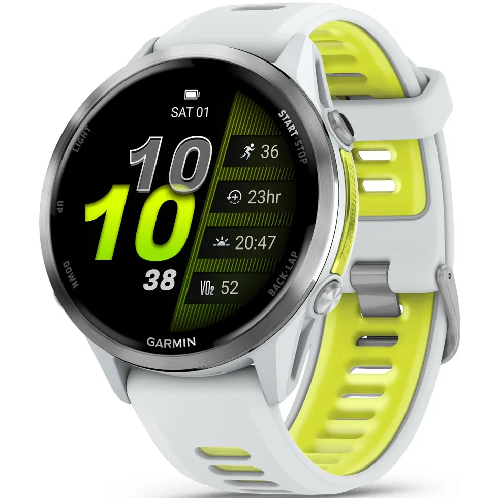 Smartuhren Garmin Forerunner 970 Titanium with Whitestone Case and Whitestone/Translucent Amp Yellow Band - 010-02969-11