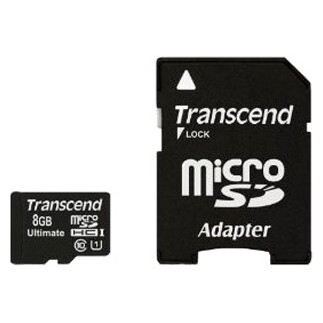 Speicherkarte 8GB MicroSD Transcend + SD adapter (TS8GUSDHC10U1)