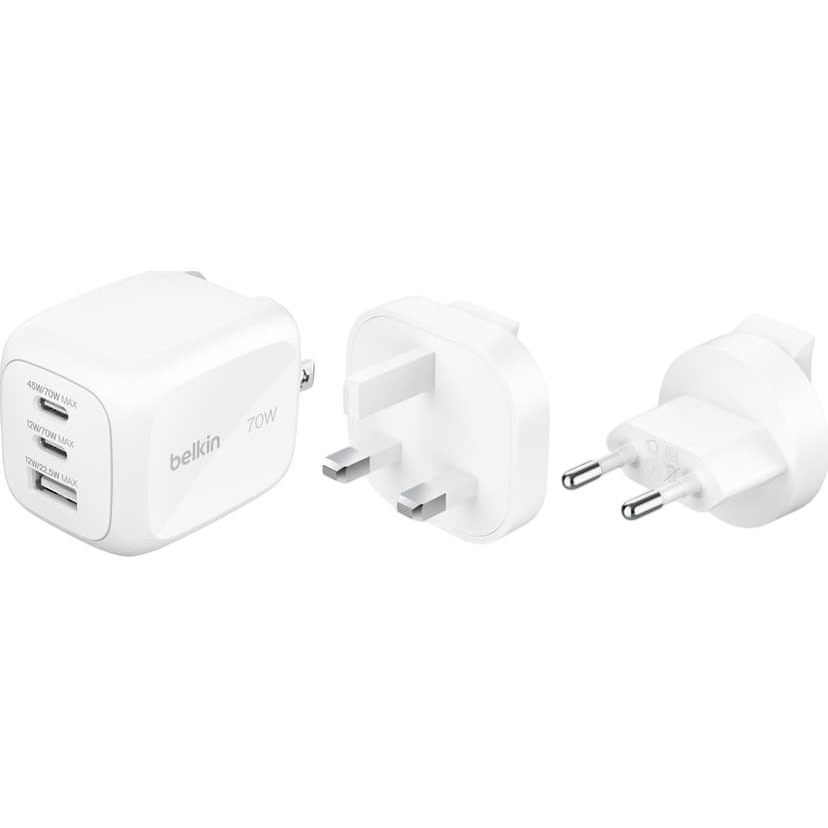 Netzladegerät Belkin BoostCharge Pro 3-Port GaN Wall Charger 70W White - WCH018HQWH - Foto 3