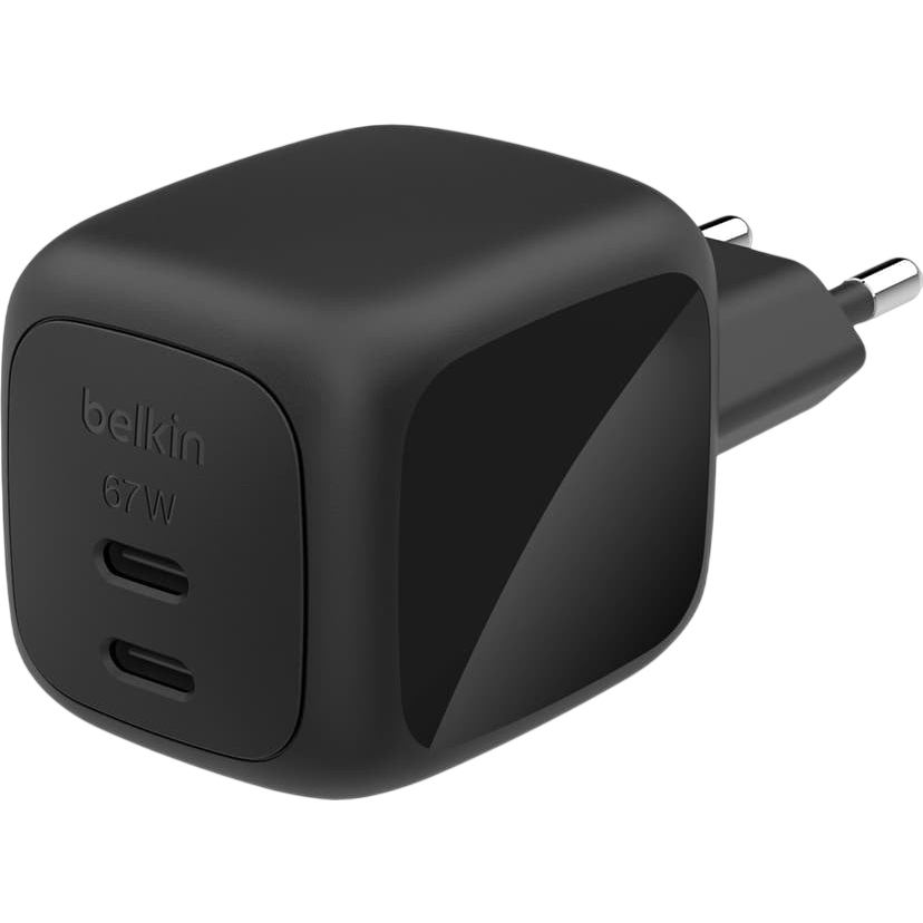 Netz-Ladegerät Belkin BoostCharge Pro Dual USB-C GaN Wall Charger 67W Black - WCH020kqBK