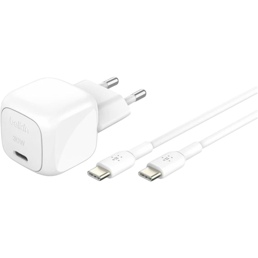 Netzladegerät Belkin BoostCharge USB-C Wall Charger 30W + USB-C Cable White - WCA008kq1MWH-B6