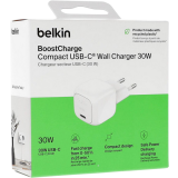 Netzladegerät Belkin BoostCharge Compact USB-C Wall Charger 30W White (WCA008KQWH)