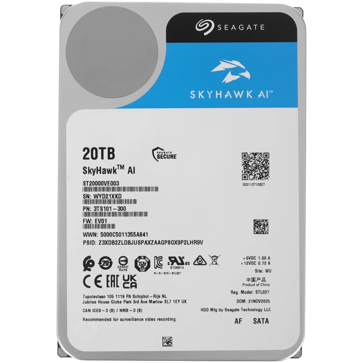 Festplatte 20TB SATA-III Seagate SkyHawk AI (ST20000VE003)