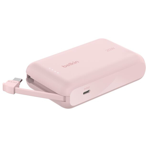 Externer Akku Belkin BoostCharge Power Bank 10K with Integrated Cable Pink - BPB021hqPK