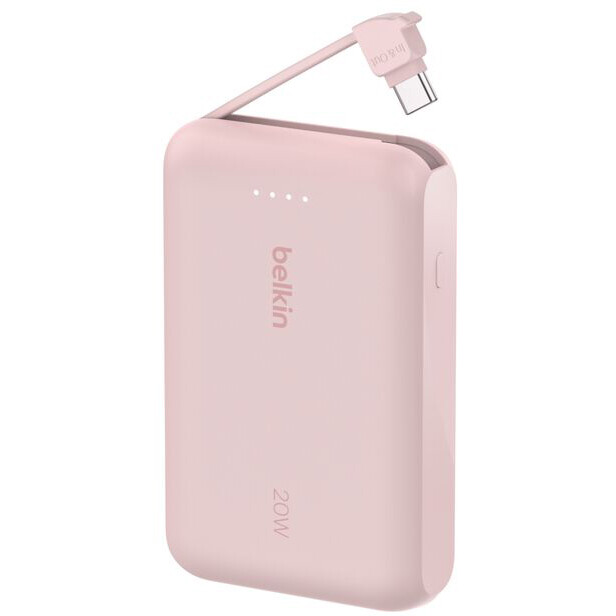 Externer Akku Belkin BoostCharge Power Bank 10K with Integrated Cable Pink - BPB021hqPK - Foto 2