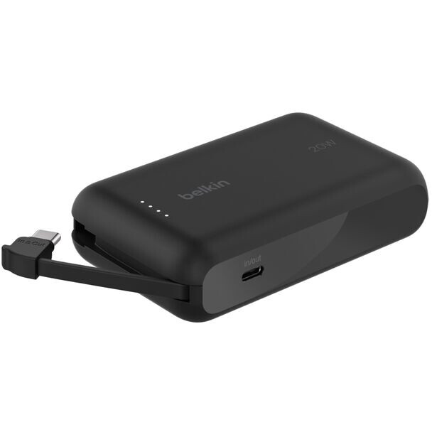 Externer Akku Belkin BoostCharge Power Bank 10K with Integrated Cable Black - BPB021hqBK