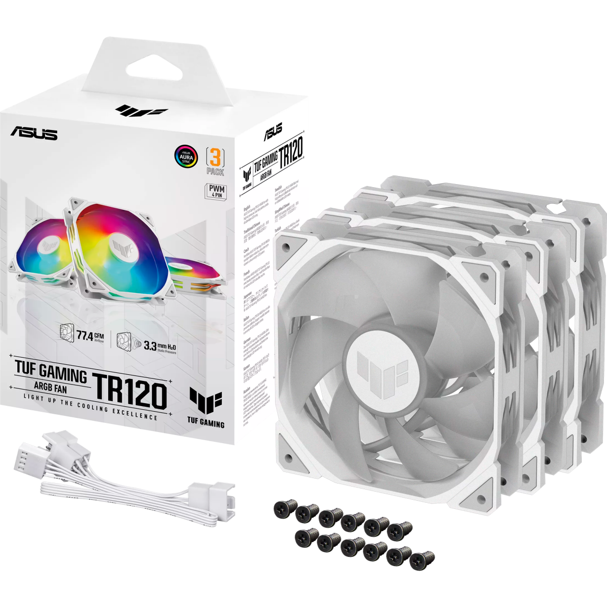 Gehäuselüfter ASUS TUF Gaming TR120 ARGB White (3 pcs) - 90DA0093-B09020 - Foto 15