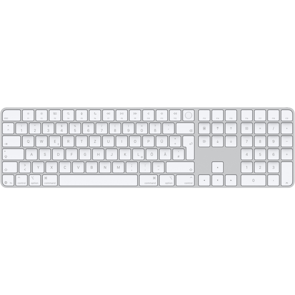 Tastatur Apple Magic Keyboard With Touch ID and Numeric Keypad White Keys (USB-C) (German) - MXK73D/A