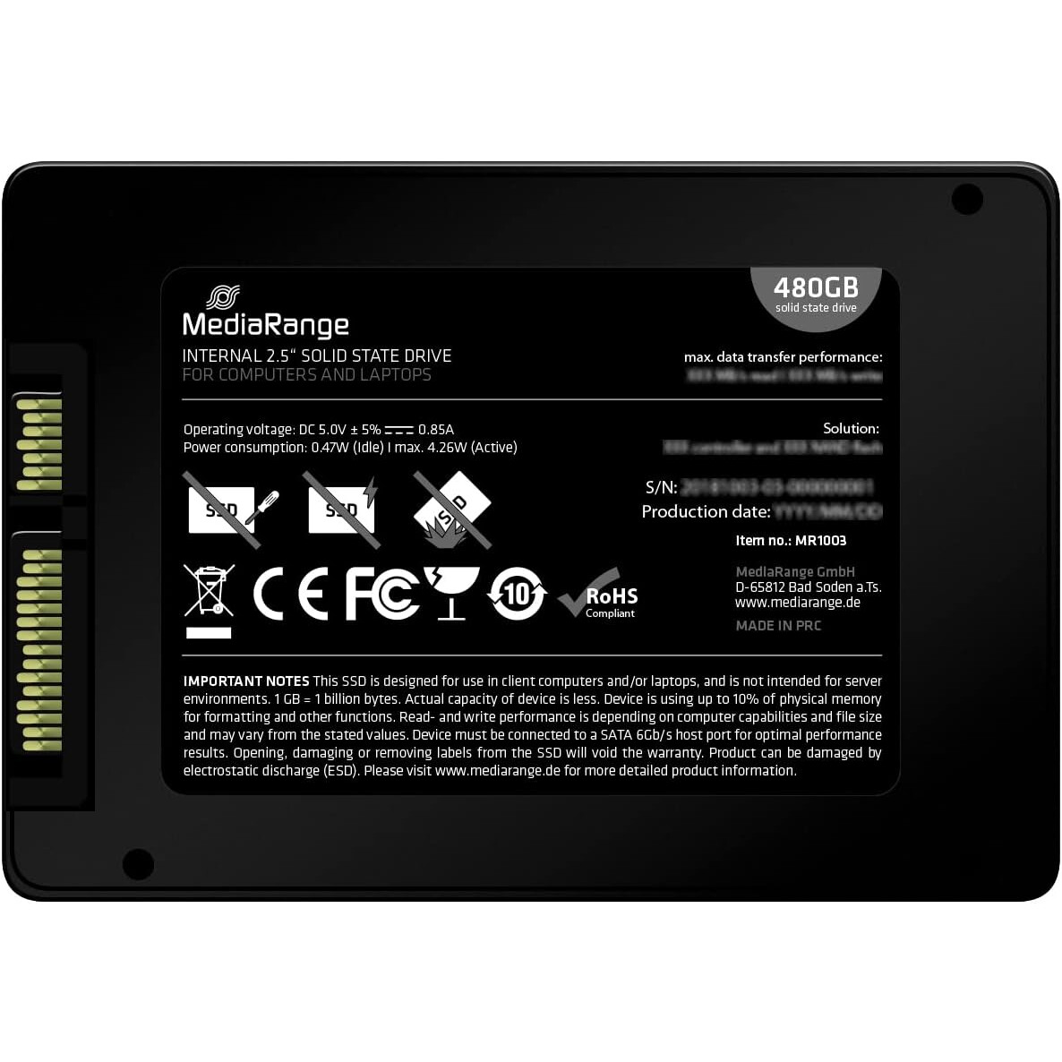 intersolid-state-drive intern 480GB MediaRange MR1003 - Foto 3