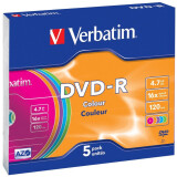 DVD+RW Laufwerk Verbatim 4.7GB 16x Slim Color (5 pcs) (43557)