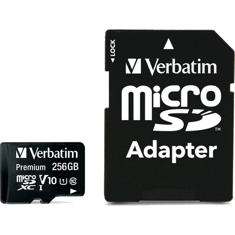 Speicherkarte 256GB MicroSD Verbatim + SD adapter (44087)