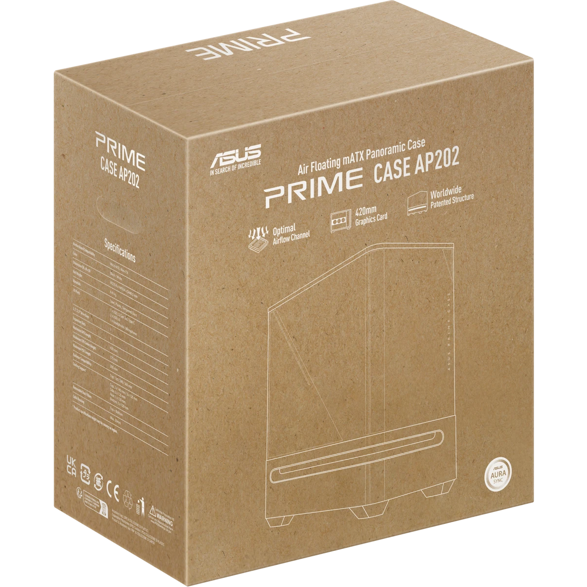 Gehäuse ASUS Prime AP202 TG ARGB White - 90DC00P3-B19000 - Foto 17