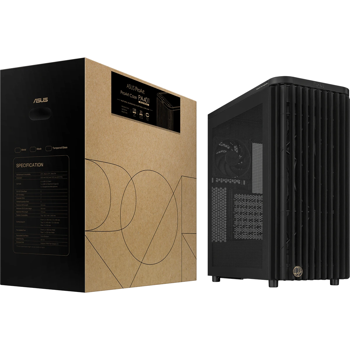 Gehäuse ASUS ProArt PA401 Wood Edition Mesh Panel Black - 90DC00M0-B39040 - Foto 18