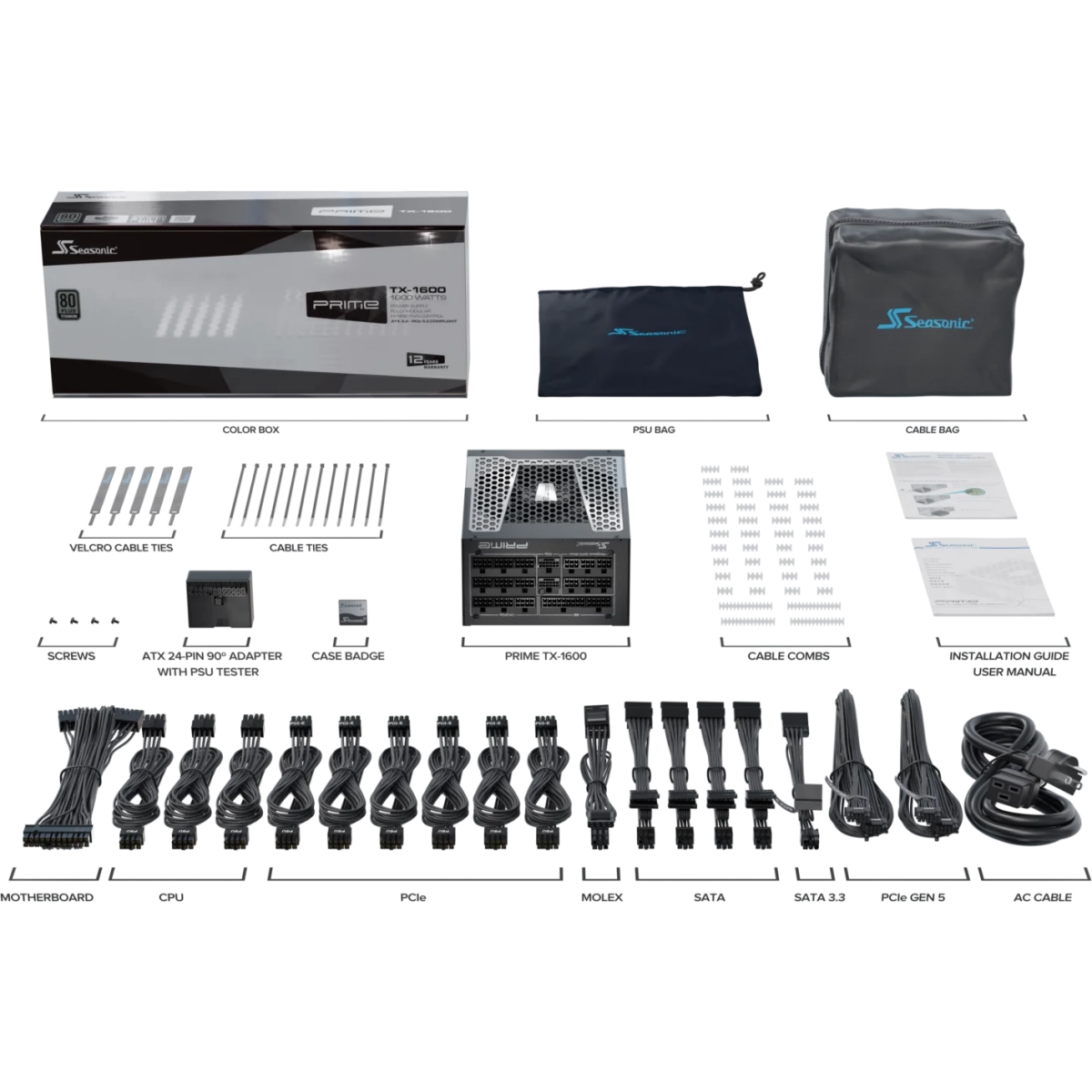 Netzteil 1600W Seasonic Prime TX-1600 ATX 3.1 - PRIME-TX-1600-ATX30 - Foto 9