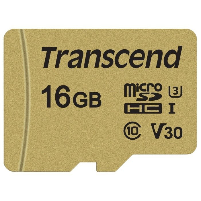 Speicherkarte 16GB MicroSD Transcend + SD adapter (TS16GUSD500S)
