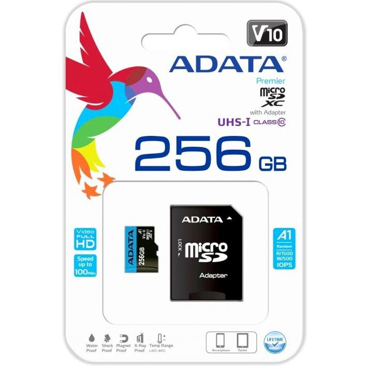 Speicherkarte 256GB MicroSD ADATA Premier + SD adapter (AUSDX256GUICL10A1-RA1) - Foto 3